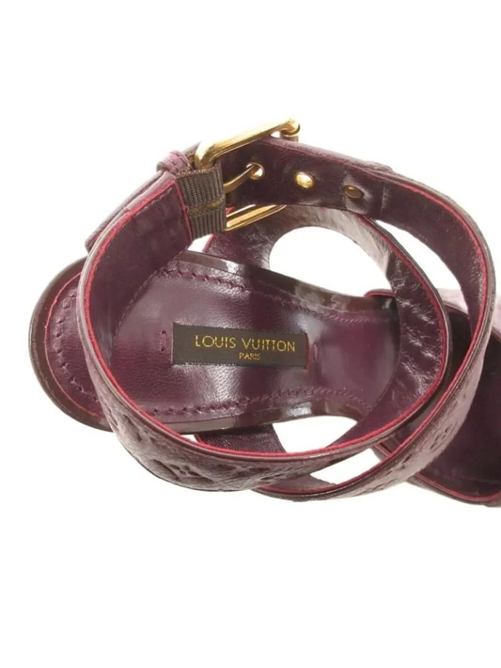 Louis Vuitton Wedge Sole Sandals Monogram Leather 36.5 Purple - Picture 6 of 8